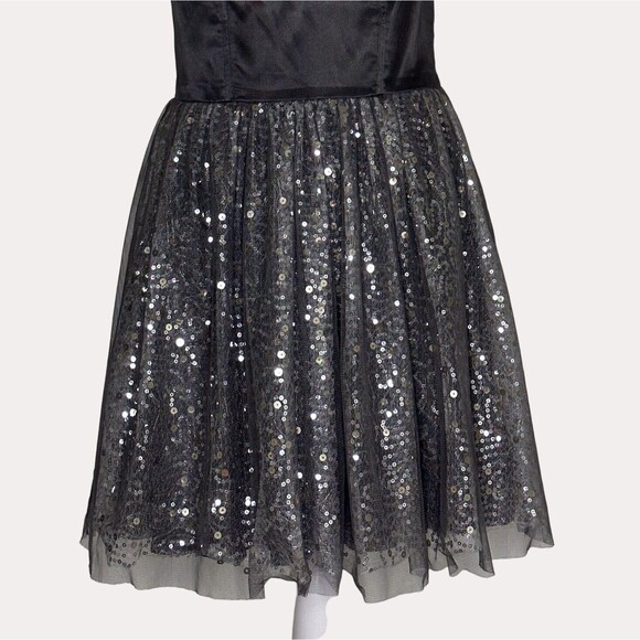 Asos Satin Sequin Netting Bustier Dress Gray Silver UK 12 US 8 bv - Picture 6 of 11